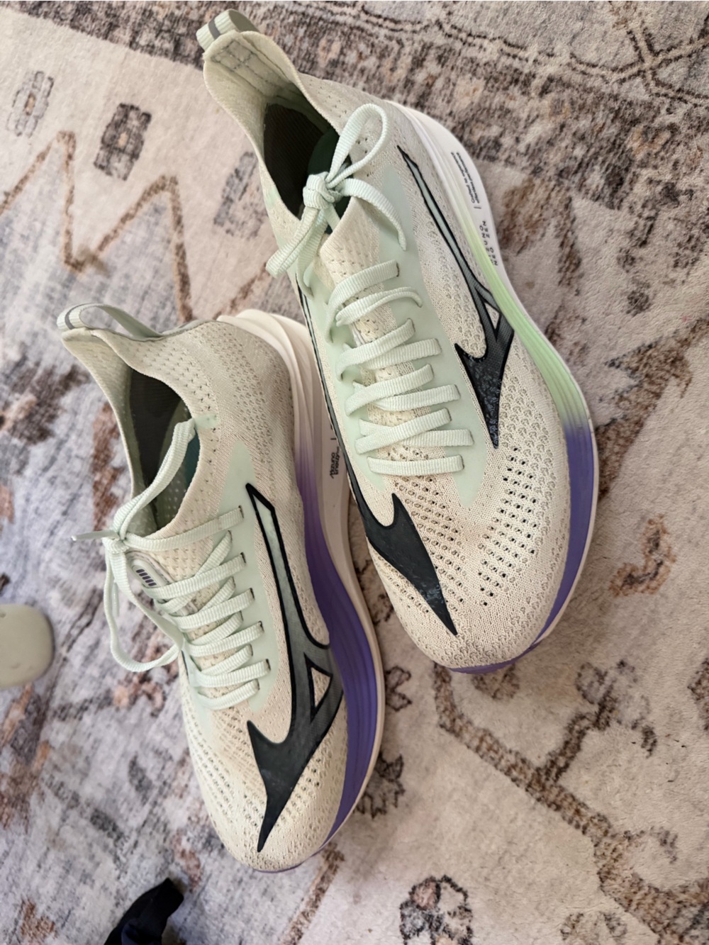 Mizuno Women's Running Shoes in Mint Green with Purple Accents